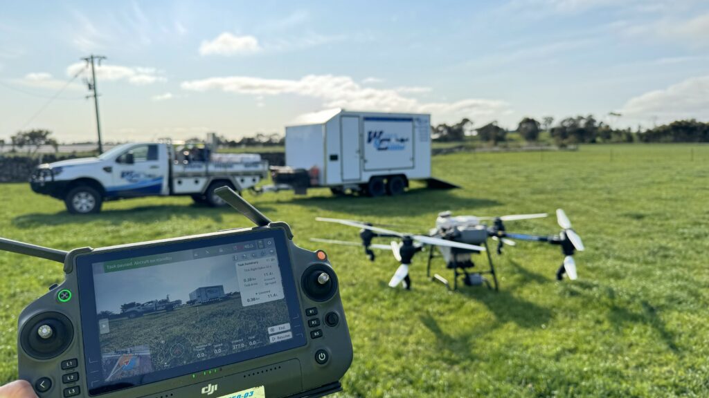 Drone spraying and spreading in maize